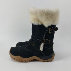 Solomon Lhasa Suede Snow Boots Faux Fur Buckle Size 8.5